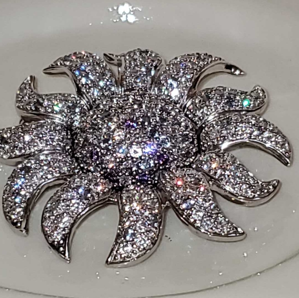 🗝Vtg Avon Sterling Silver Brooch With Genuine Blue Topaz And CZ Accents - Picture 3 of 6